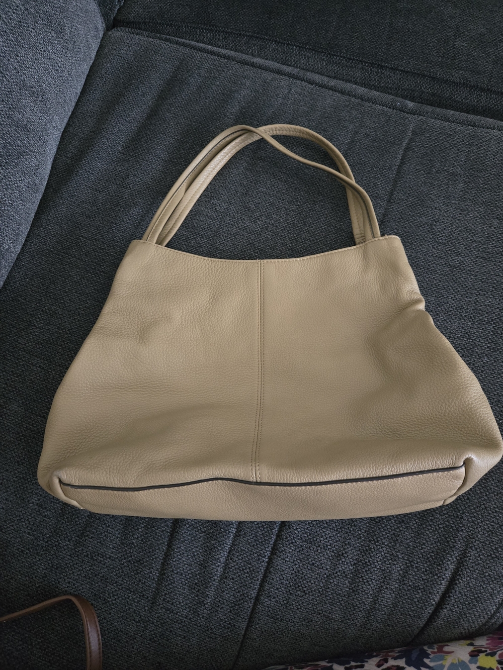 Vince Camuto Taupe Leather Shoulder Tote